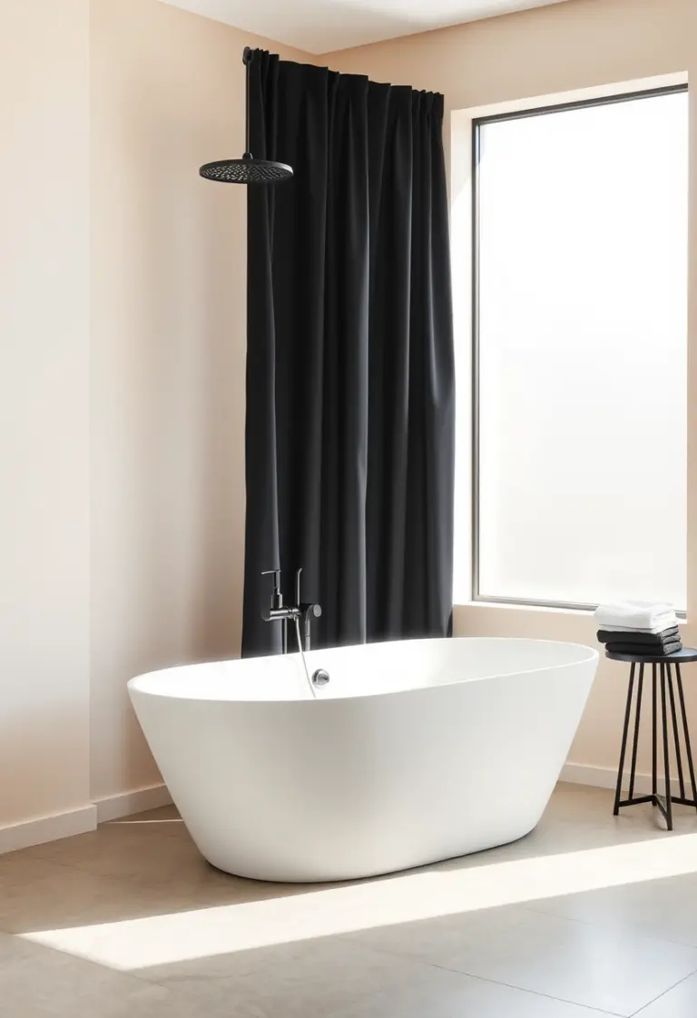 black shower curtain bathroom ideas 1