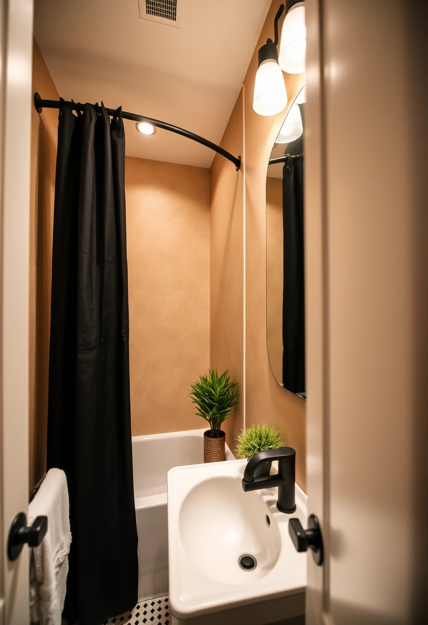 black shower curtain bathroom ideas 13