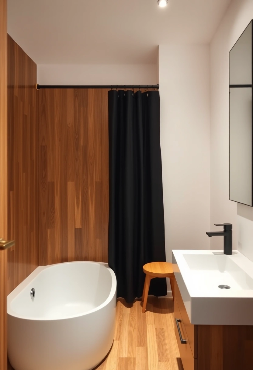 black shower curtain bathroom ideas 16