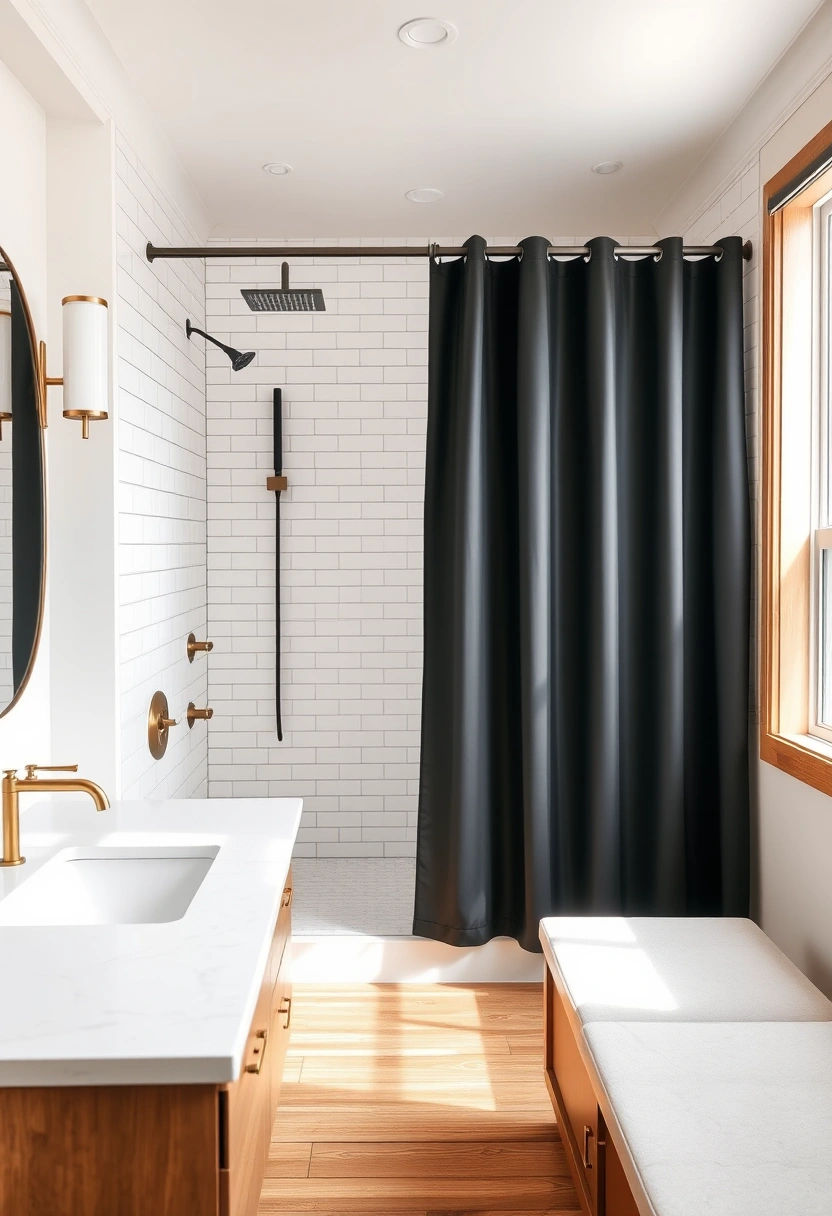 black shower curtain bathroom ideas 2