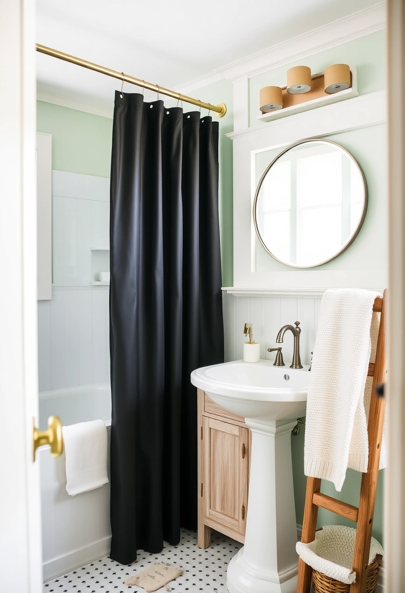 black shower curtain bathroom ideas 3