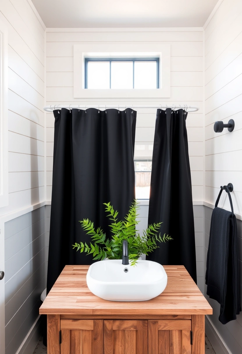 black shower curtain bathroom ideas 9