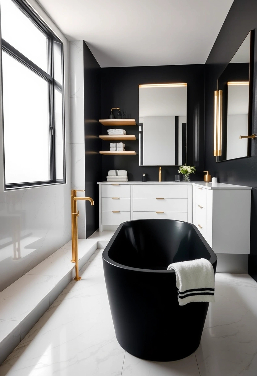 black white and gold bathroom ideas 1