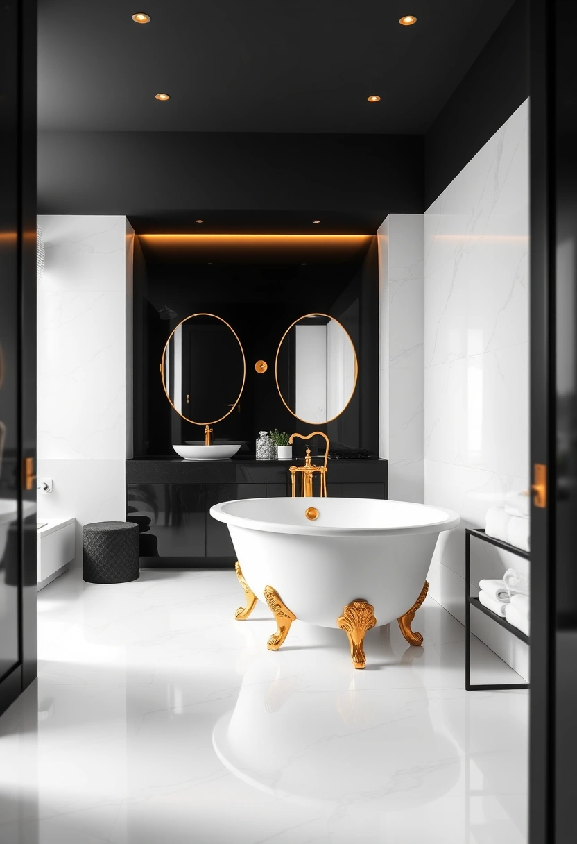 black white and gold bathroom ideas 12