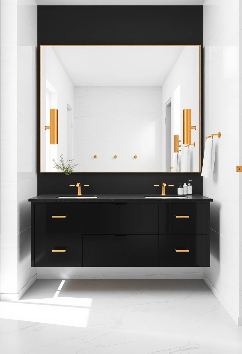 black white and gold bathroom ideas 13