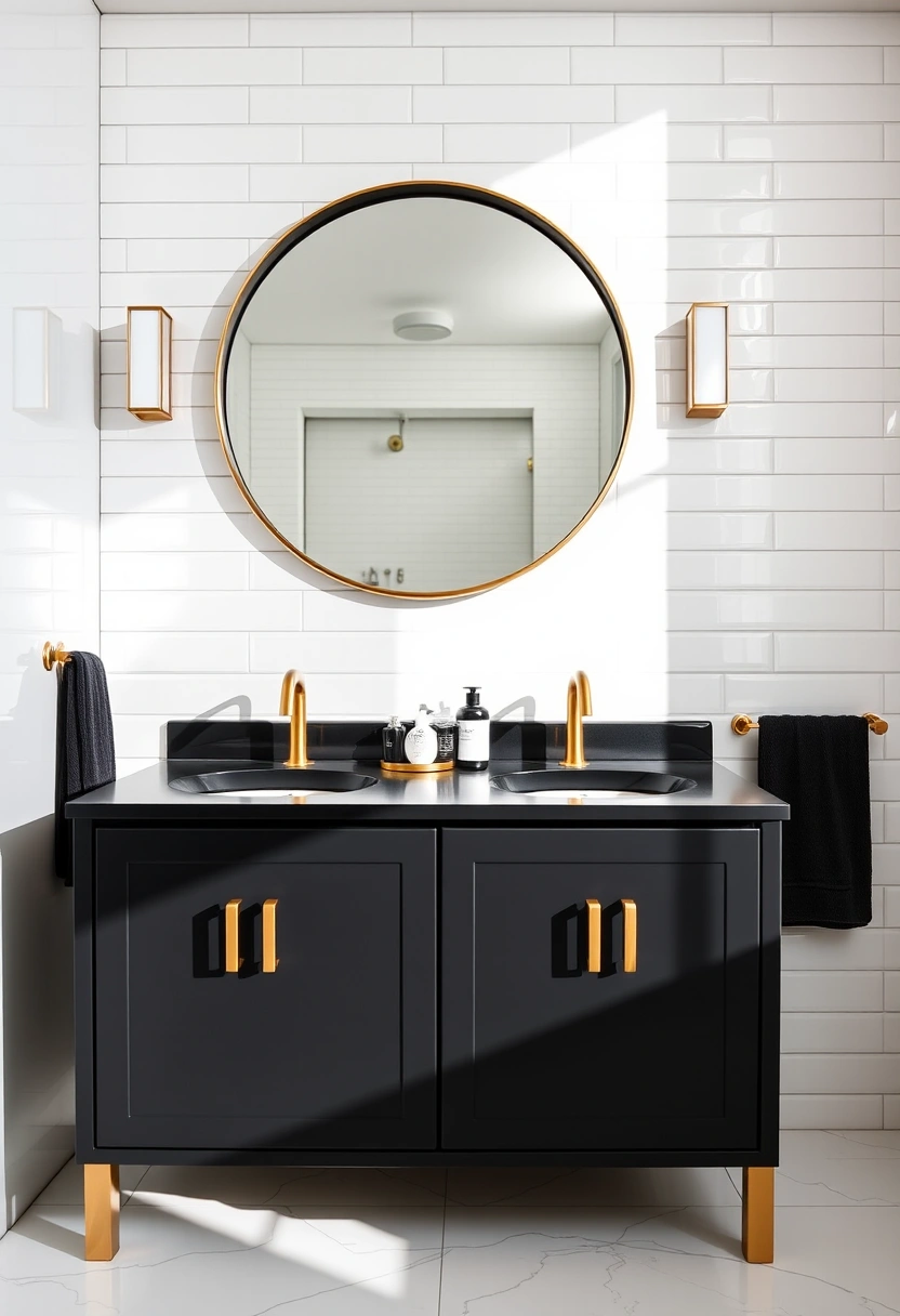 black white and gold bathroom ideas 17