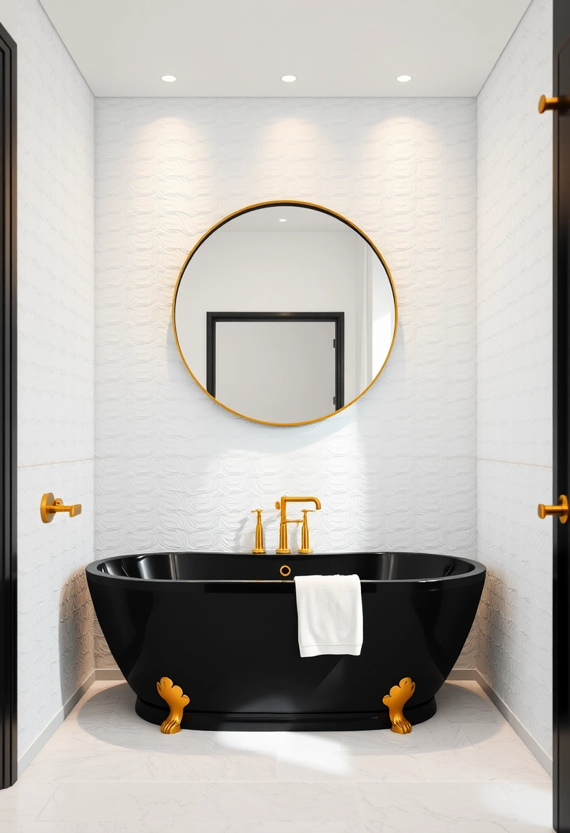 black white and gold bathroom ideas 19