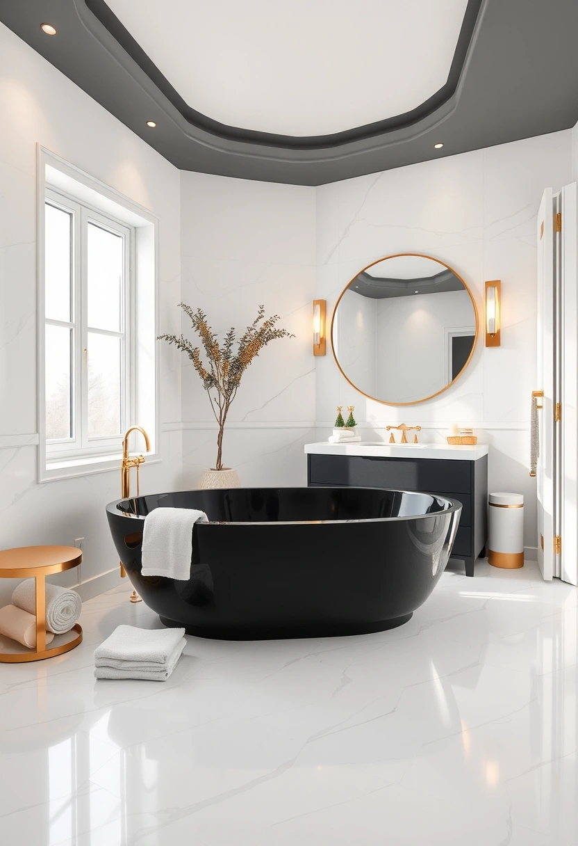 black white and gold bathroom ideas 8