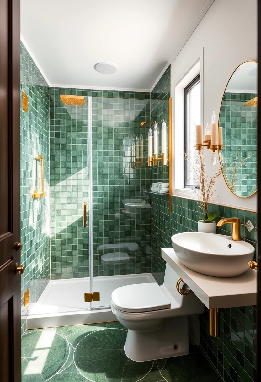 green and gold bathroom ideas 18