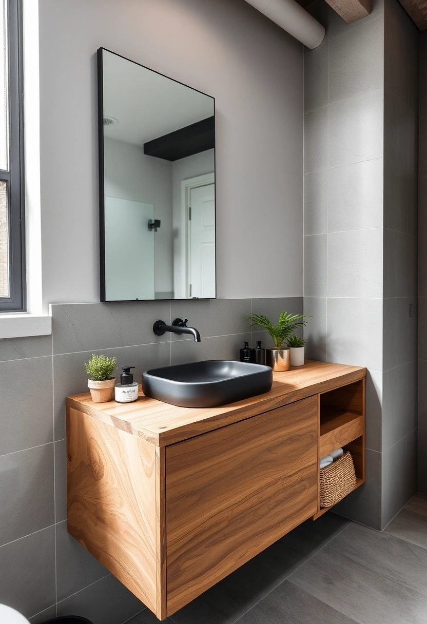 grey and wood bathroom ideas 13